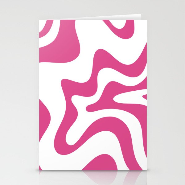 Retro Liquid Swirl Abstract Pattern in Preppy Hot Pink Stationery Card Gallery Image 2