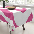 Retro Liquid Swirl Abstract Pattern in Preppy Hot Pink Tablecloth Gallery Image 3