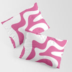 Retro Liquid Swirl Abstract Pattern in Preppy Hot Pink Pillow Sham Gallery Image 3