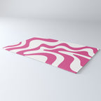Retro Liquid Swirl Abstract Pattern in Preppy Hot Pink Rug Gallery Image 3