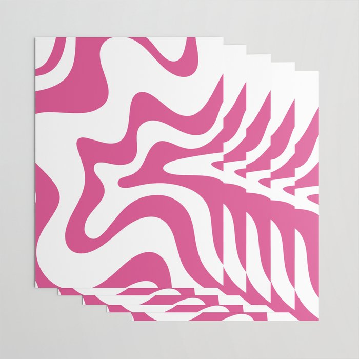 Retro Liquid Swirl Abstract Pattern in Preppy Hot Pink Wrapping Paper Gallery Image 3