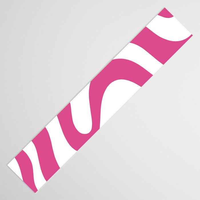 Retro Liquid Swirl Abstract Pattern in Preppy Hot Pink Table Runner Gallery Image 3