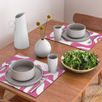 Retro Liquid Swirl Abstract Pattern in Preppy Hot Pink Placemat Gallery Image 2