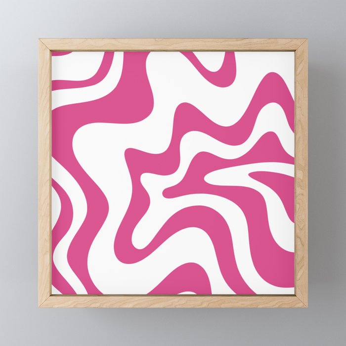 Retro Liquid Swirl Abstract Pattern in Preppy Hot Pink Mini Art Print Gallery Image 1