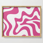 Retro Liquid Swirl Abstract Pattern in Preppy Hot Pink Serving Tray Gallery Image 1