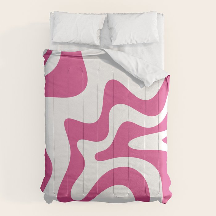 Retro Liquid Swirl Abstract Pattern in Preppy Hot Pink Comforter Gallery Image 6