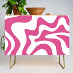 Retro Liquid Swirl Abstract Pattern in Preppy Hot Pink Credenza Gallery Image 1