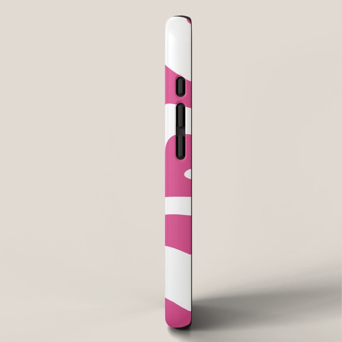 Retro Liquid Swirl Abstract Pattern in Preppy Hot Pink iPhone Case Gallery Image 2
