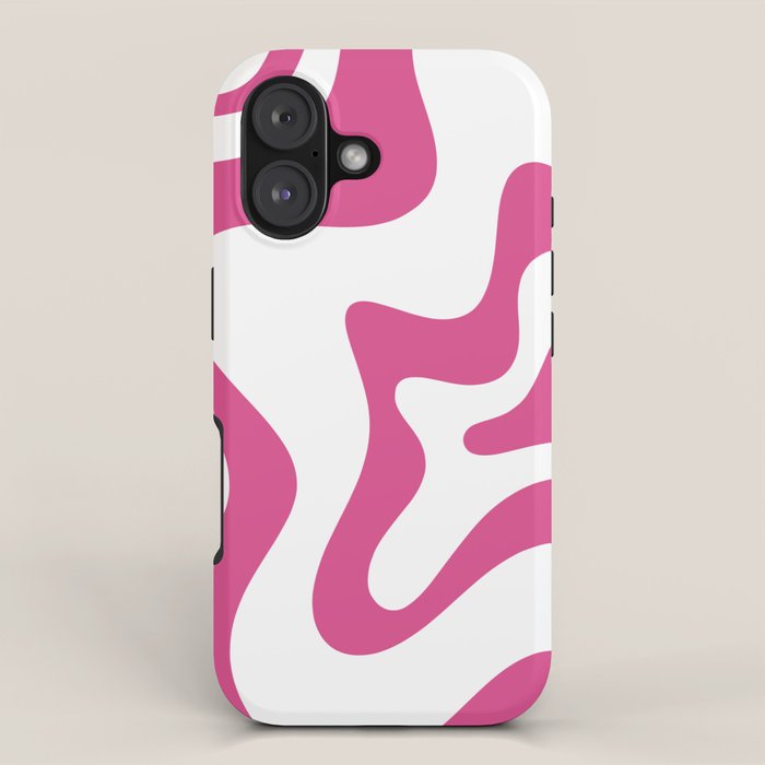 Retro Liquid Swirl Abstract Pattern in Preppy Hot Pink iPhone Case Gallery Image 1