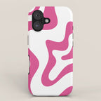 Retro Liquid Swirl Abstract Pattern in Preppy Hot Pink iPhone Case Gallery Image 1
