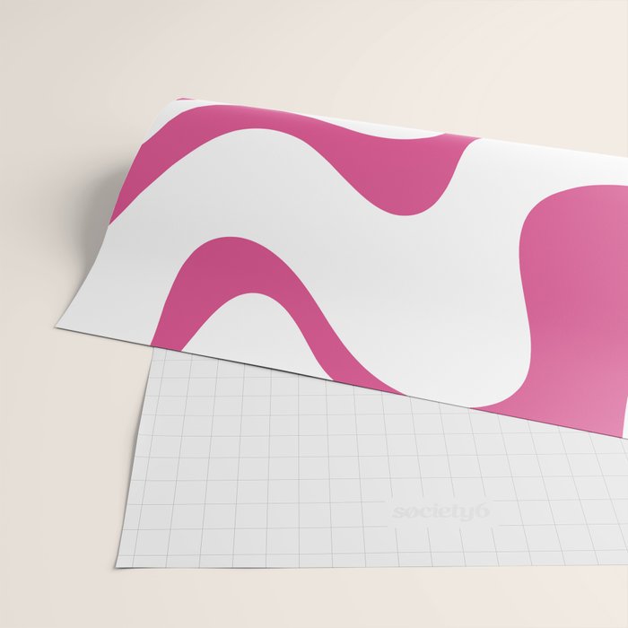 Retro Liquid Swirl Abstract Pattern in Preppy Hot Pink Wrapping Paper Gallery Image 2