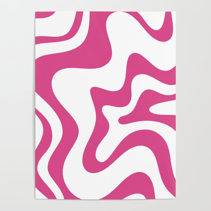 Retro Liquid Swirl Abstract Pattern in Preppy Hot Pink Poster Gallery Image 4