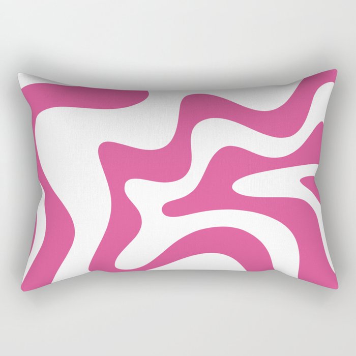Retro Liquid Swirl Abstract Pattern in Preppy Hot Pink Rectangular Pillow Gallery Image 2