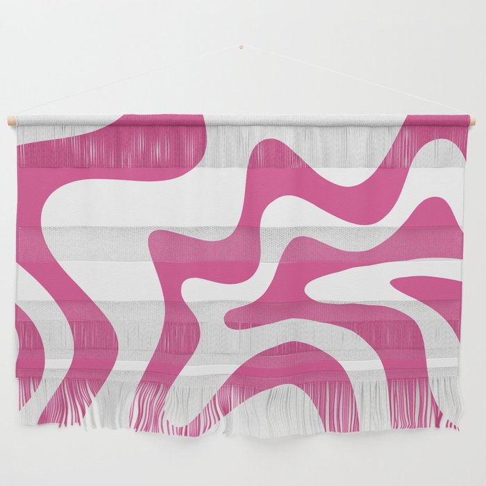 Retro Liquid Swirl Abstract Pattern in Preppy Hot Pink Wall Hanging Gallery Image 1