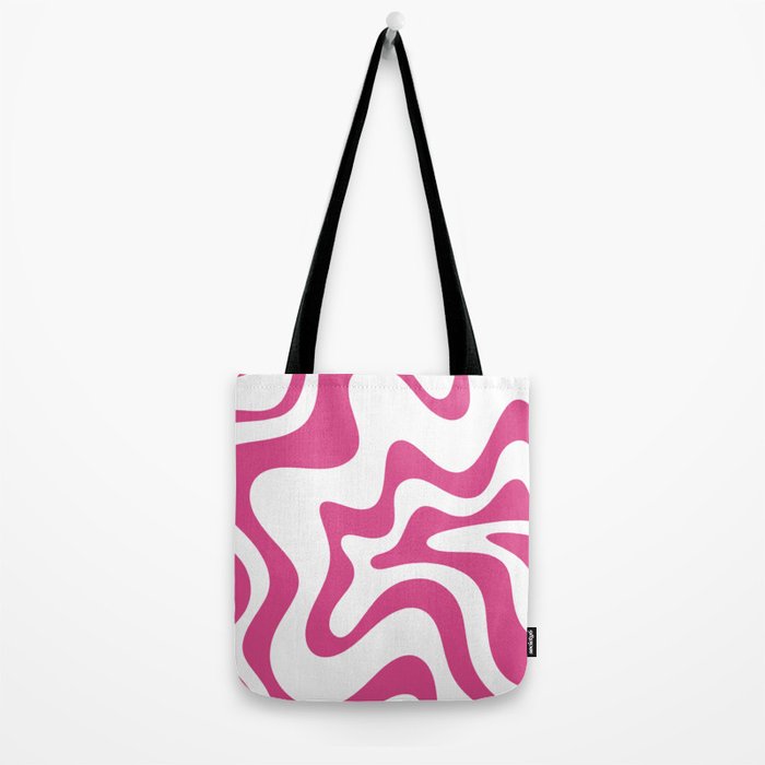 Retro Liquid Swirl Abstract Pattern in Preppy Hot Pink Tote Bag Gallery Image 2