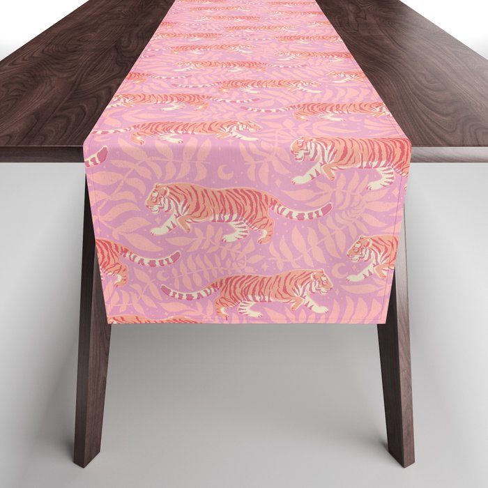 Tigers - pink pastel Table Runner Gallery Image 1