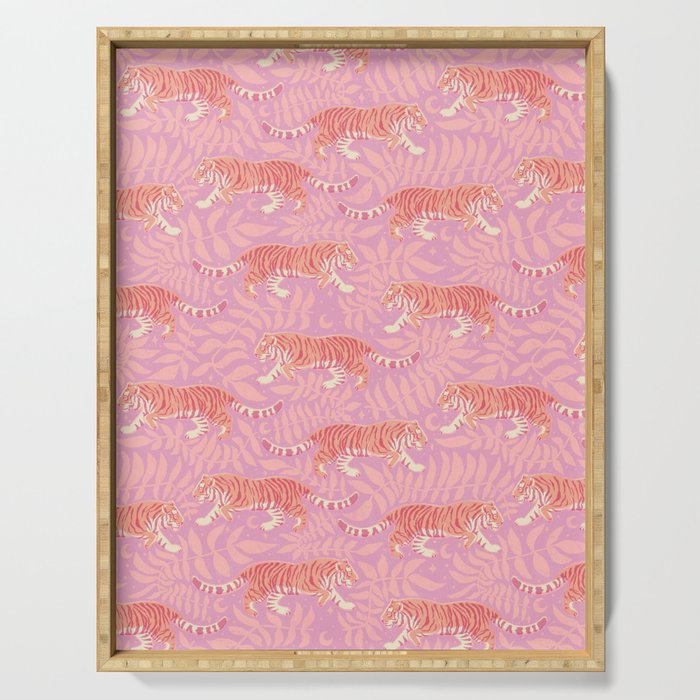 Tigers - pink pastel Serving Tray Gallery Image 1