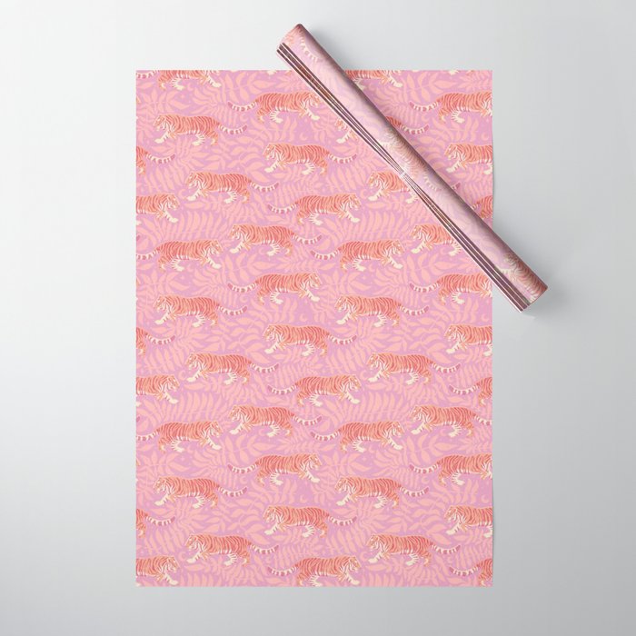 Tigers - pink pastel Wrapping Paper Gallery Image 1