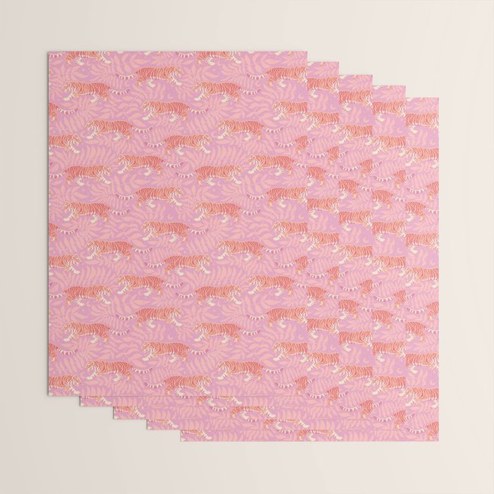 Tigers - pink pastel Wrapping Paper Gallery Image 3