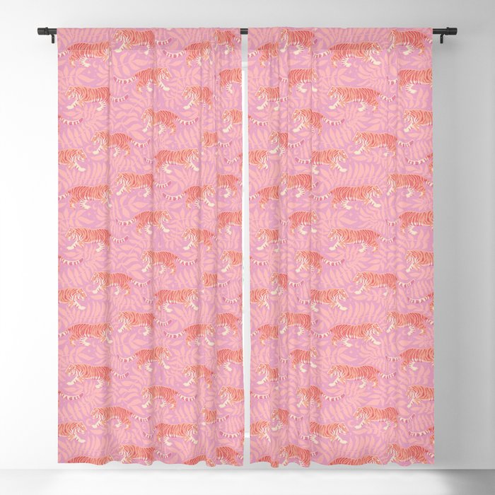 Tigers - pink pastel Window Curtain Gallery Image 1