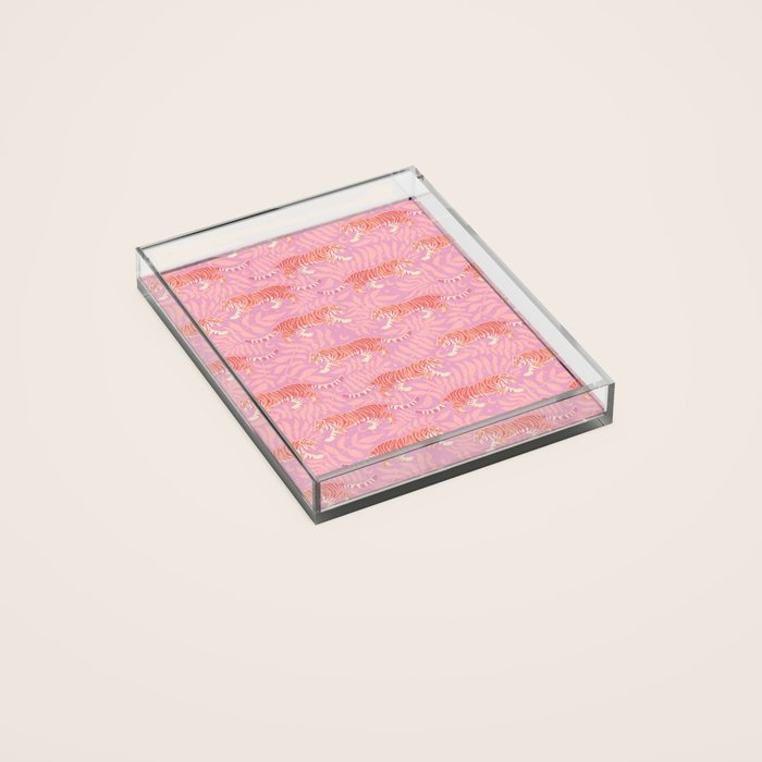 Tigers - pink pastel Acrylic Tray Gallery Image 2