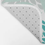 Festive, Floral Leaves and Blooms Coral, Teal Green and White Bath Mat Gallery Image 2