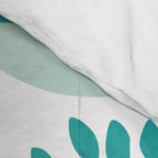 Festive, Floral Leaves and Blooms Coral, Teal Green and White Comforter Gallery Image 4