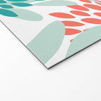 Festive, Floral Leaves and Blooms Coral, Teal Green and White Welcome Mat Gallery Image 2
