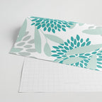 Festive, Floral Leaves and Blooms Coral, Teal Green and White Wrapping Paper Gallery Image 2