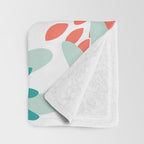 Festive, Floral Leaves and Blooms Coral, Teal Green and White Throw Blanket Gallery Image 3