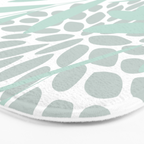 Festive, Floral Leaves and Blooms Coral, Teal Green and White Bath Mat Gallery Image 3