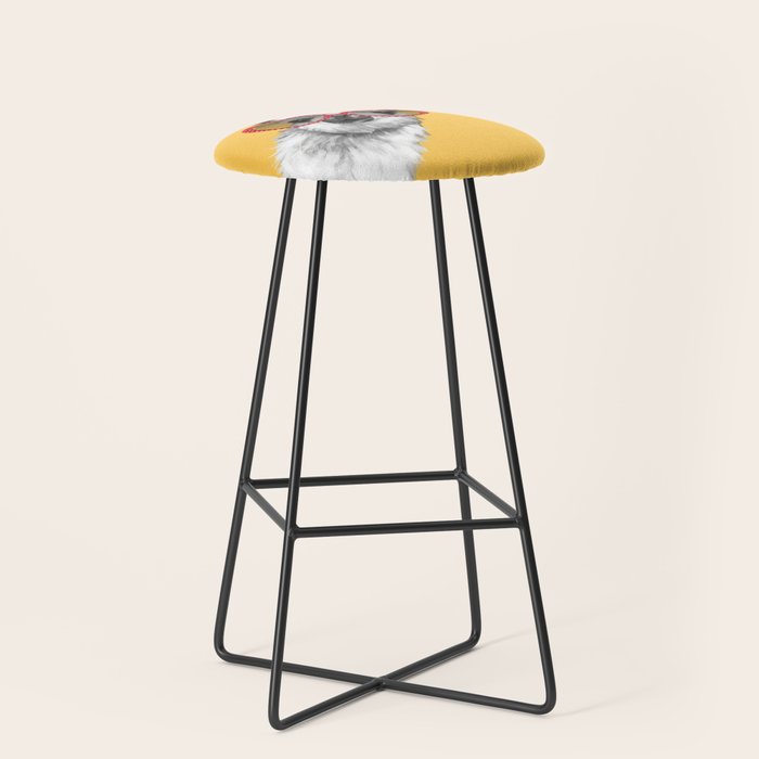 Fashion Hipster Llama with Glasses Stool Gallery Image 1