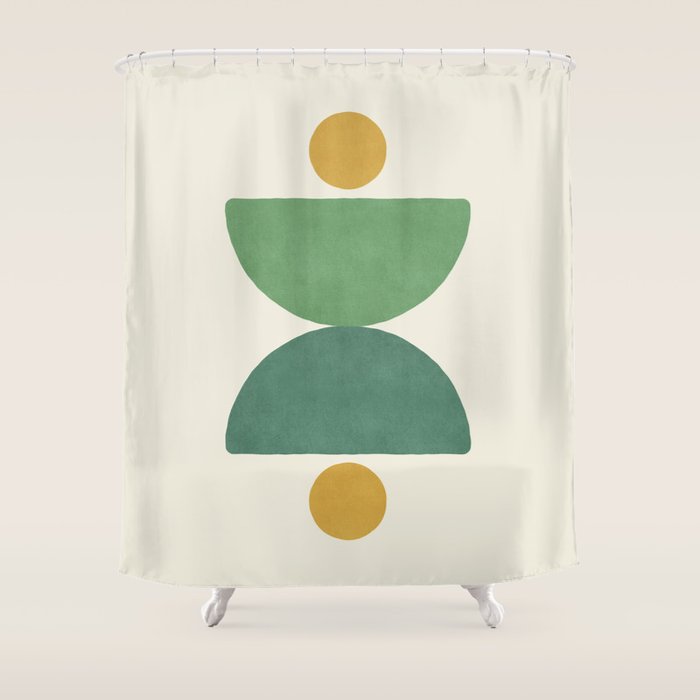 Half-circle Balance - Green Gold Shower Curtain Gallery Image 1
