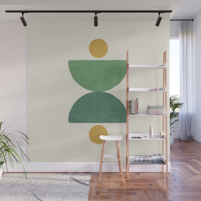 Half-circle Balance - Green Gold Wall Mural Gallery Image 1