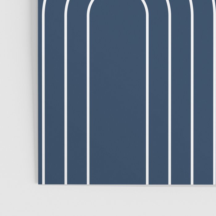 Mid Century Modern Geometric 106 in Navy Blue and Grey (Rainbow and Sun Abstraction) Poster Gallery Image 3