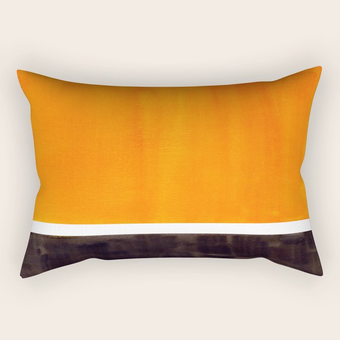 Minimalist Mid Century Modern Color Block Pop Art Rothko Inspired Golden Yellow Black Squares Rectangular Pillow Gallery Image 2