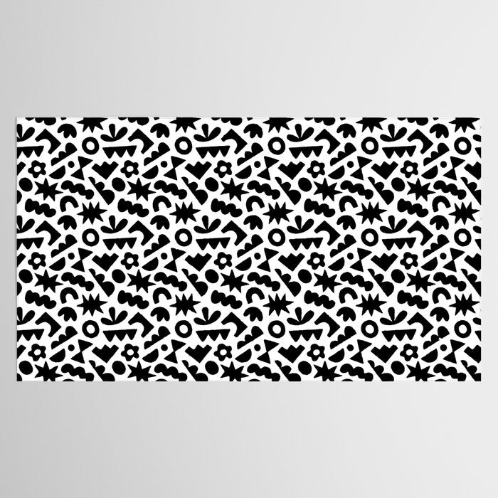 Abstract organic black and white shape pattern Tablecloth Gallery Image 2