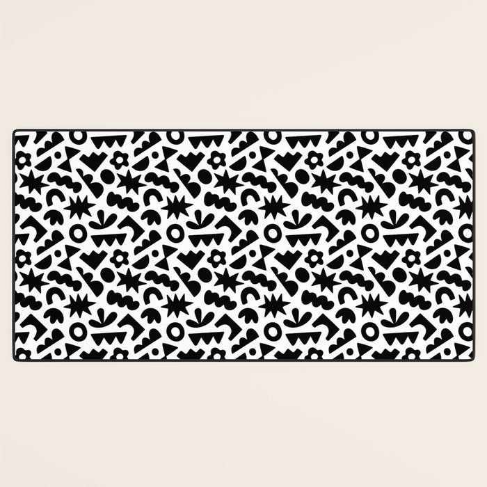 Abstract organic black and white shape pattern Desk Mat Gallery Image 3