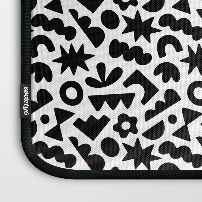 Abstract organic black and white shape pattern Laptop Sleeve Gallery Image 3