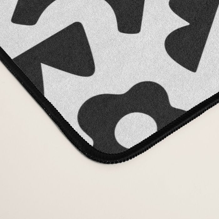 Abstract organic black and white shape pattern Desk Mat Gallery Image 4