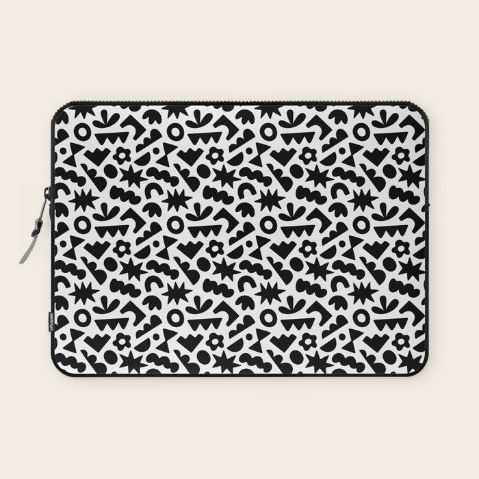 Abstract organic black and white shape pattern Laptop Sleeve Gallery Image 1