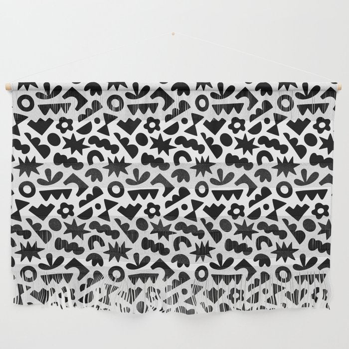 Abstract organic black and white shape pattern Wall Hanging Gallery Image 1