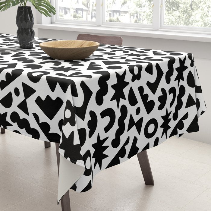 Abstract organic black and white shape pattern Tablecloth Gallery Image 3