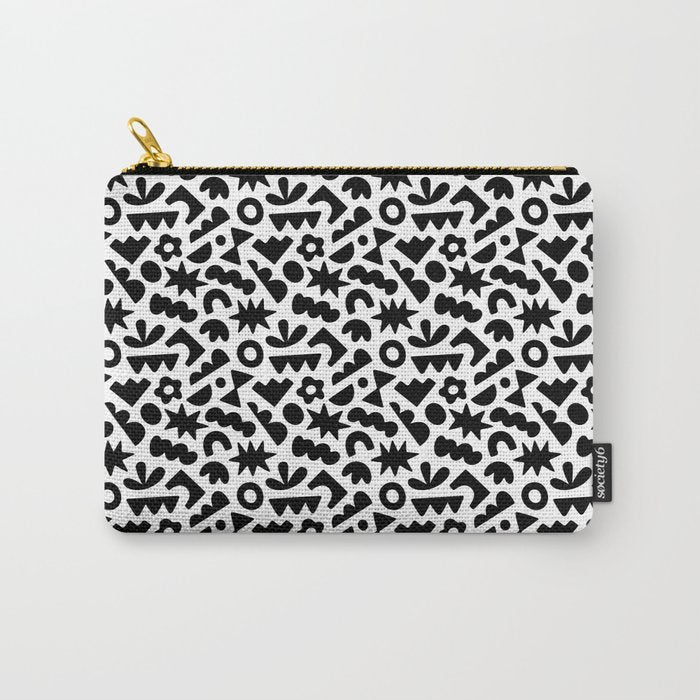 Abstract organic black and white shape pattern Carry All Pouch Gallery Image 1