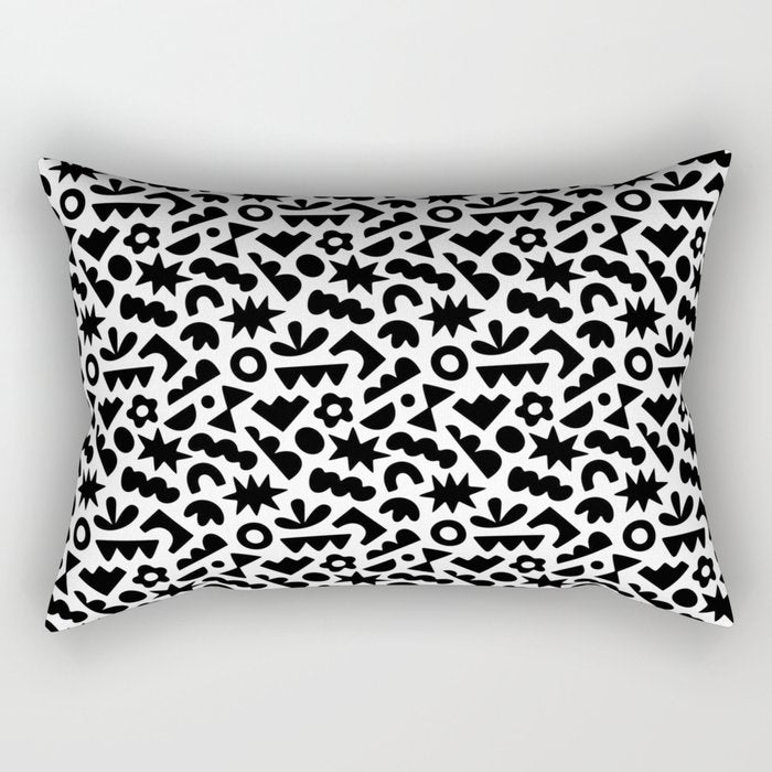 Abstract organic black and white shape pattern Rectangular Pillow Gallery Image 2