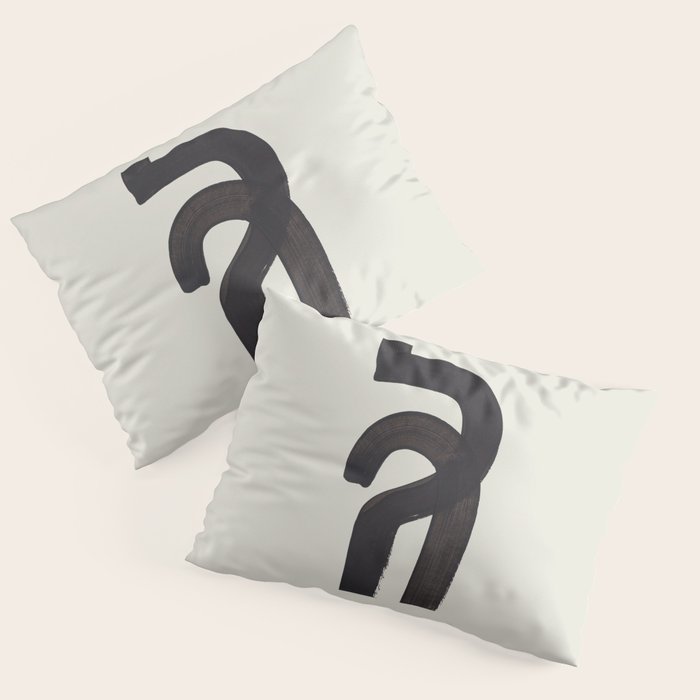 Black & White Minimalist Abstract Shapes Patterns Black Ink Painting Pillow Sham Gallery Image 3