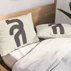Black & White Minimalist Abstract Shapes Patterns Black Ink Painting Pillow Sham Gallery Image 2