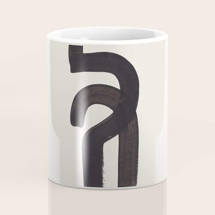 Black & White Minimalist Abstract Shapes Patterns Black Ink Painting Coffee Mug Gallery Image 4