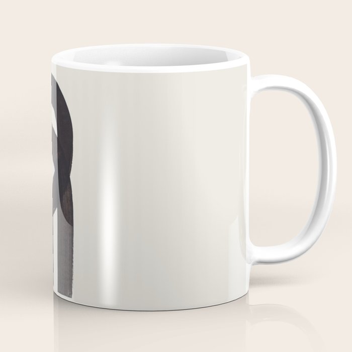 Black & White Minimalist Abstract Shapes Patterns Black Ink Painting Coffee Mug Gallery Image 1