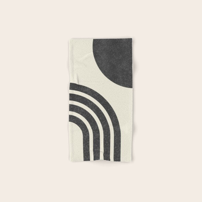 Mid Century Modern - Sun and Rainbow black and white Hand & Bath Towel Gallery Image 1